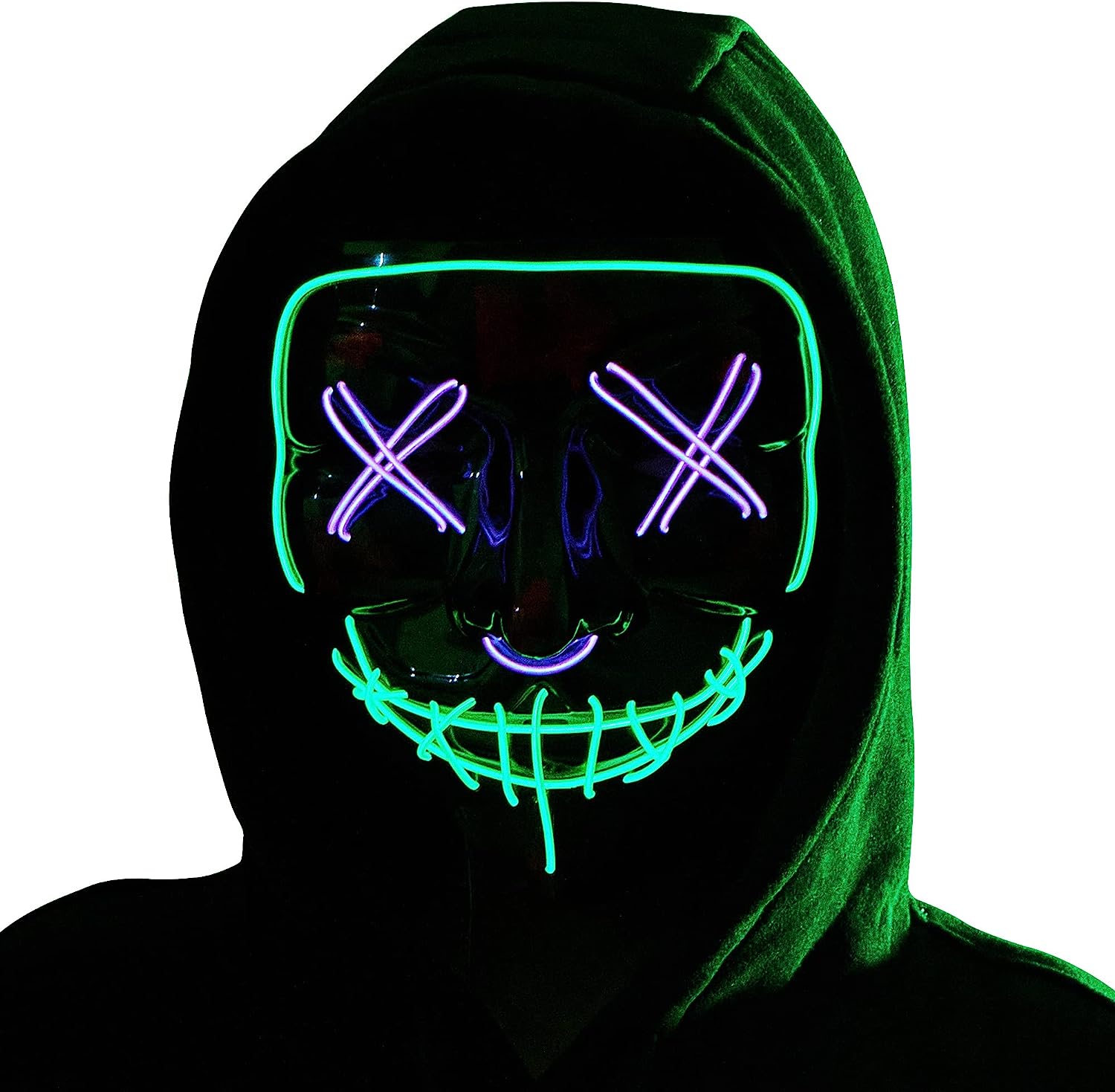 JOYIN | LED Scary Mask (Green and Purple)