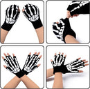 Glow in the Dark Short Skull Gloves,3 Pairs