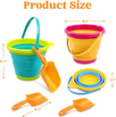3Pcs Collapsible Beach Toy Buckets with Shovels