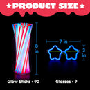 99Pcs July 4th Bracelets, Necklaces, Glasses, and Glow Sticks Kit