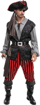 JOYIN Men's Halloween Pirate Costume with Shirt, Vest & Hat