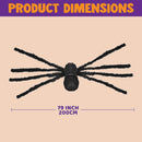 6.5ft Led Eyes Hairy Black Giant Spider For Halloween Indoor Outdoor Decorations