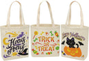 Large Halloween Canvas Tote Bags, 3 Pcs