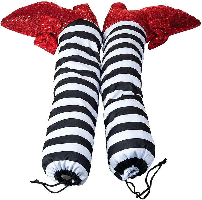 Witch Legs with Stakes (Red Shoes & Black and White Stripe), 2 Pcs