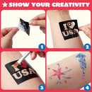 JOYIN 5 Colors Patriotic Face Body Paint Kit with Glitter and 16 Pcs Stencils Sticker for Kids, 4th of July Face Paint Red White Blue Make Up for Independence Day, Memorial Day Party, Veterans Day