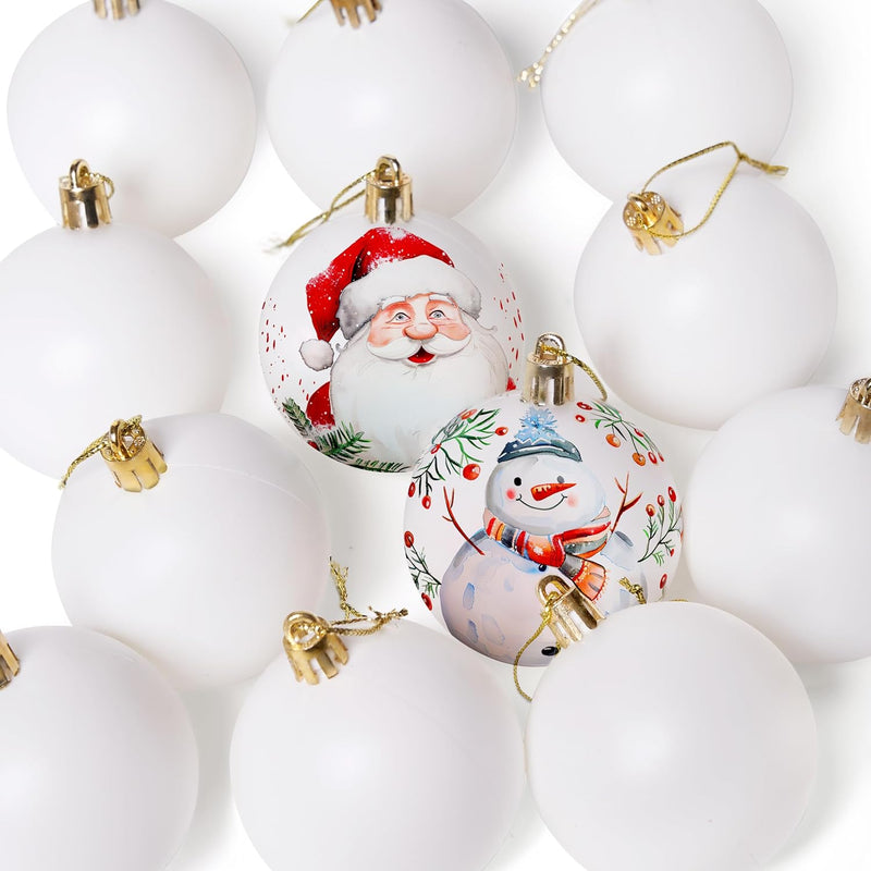 24 Pcs Christmas Ball Ornaments Blank White Ball Ornaments