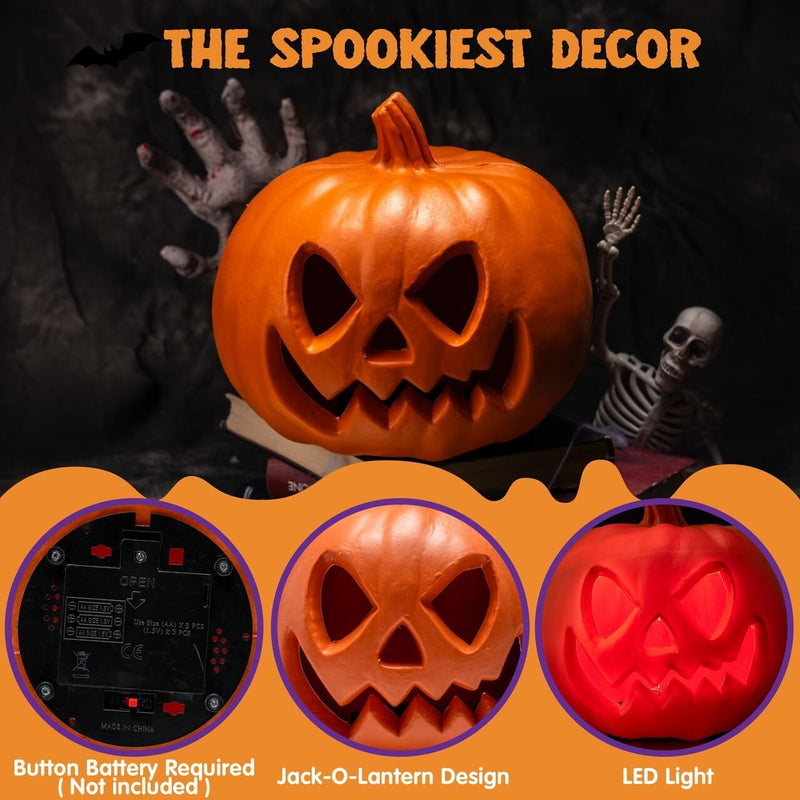 Light Up Plastic Pumpkins Halloween Decorations