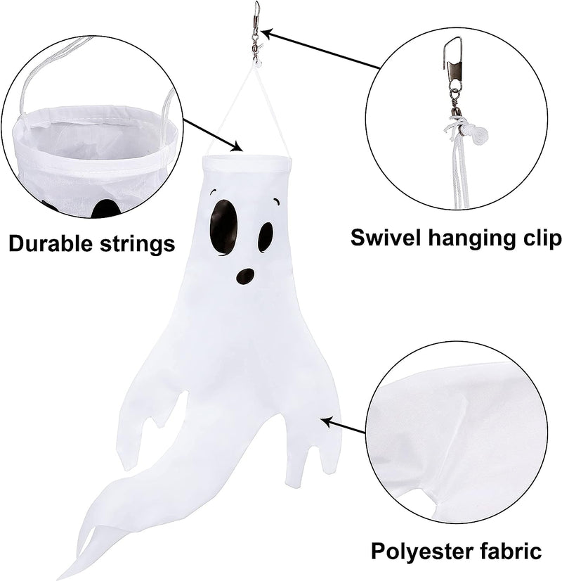 18in Ghost Windsock Hanging, 3 Pack