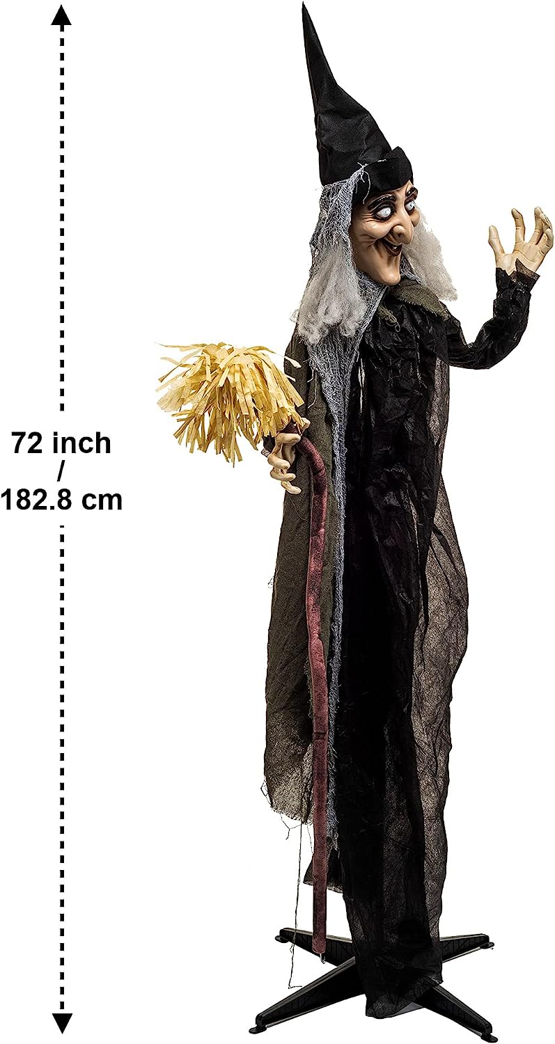6ft Battery Operated Animated Life-Size Witch Halloween Decoration