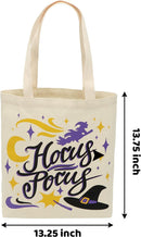 Large Halloween Canvas Tote Bags, 3 Pcs
