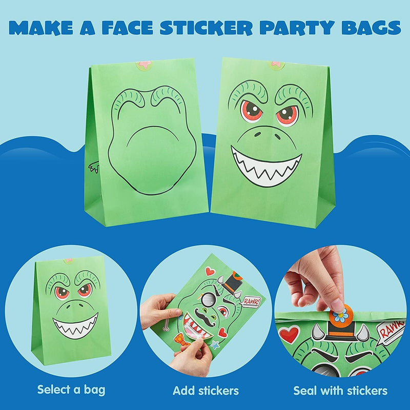 24 Pcs Animal Goodie Bags with Make a Face Stickers