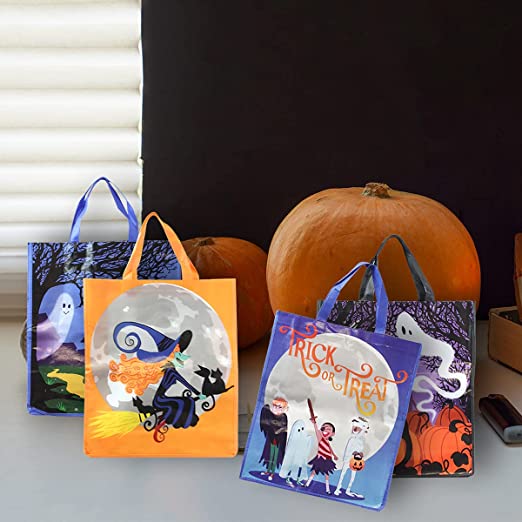 Halloween Trick Or Treat Tote Bags, 12 Pack