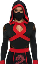 Women Ninja Costume 2 Pcs Set with Mask, Adult Halloween Ninja Outfit for Cosplay Party
