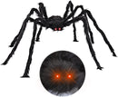 6.5ft Led Eyes Hairy Black Giant Spider For Halloween Indoor Outdoor Decorations