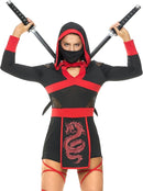Women Ninja Costume 2 Pcs Set with Mask, Adult Halloween Ninja Outfit for Cosplay Party