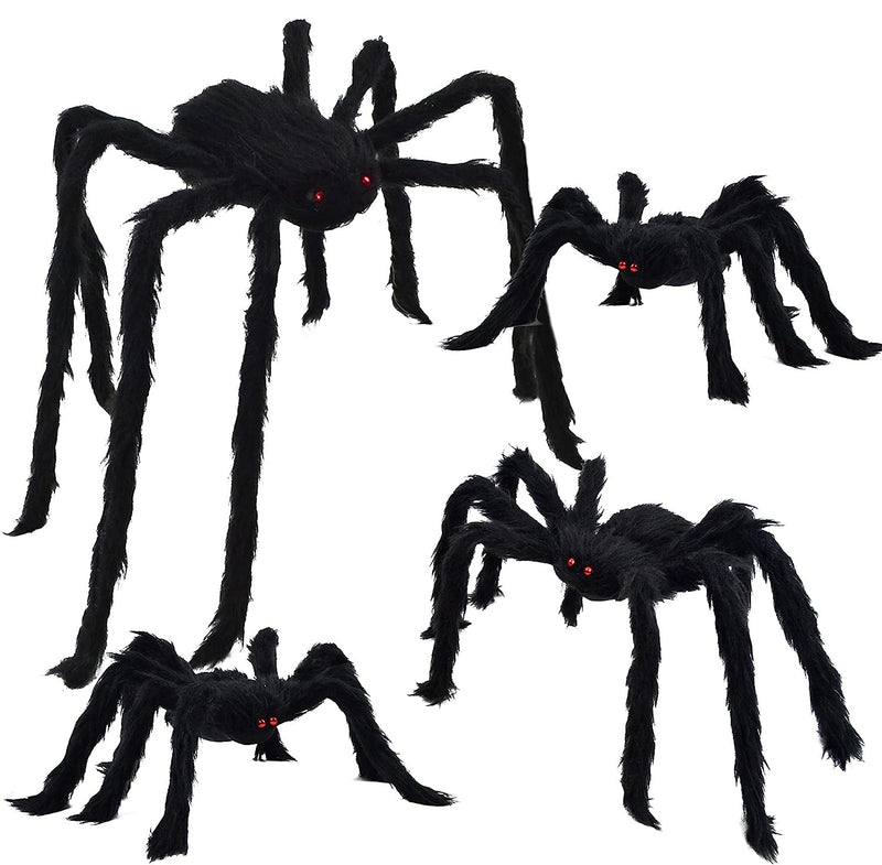 Realistic Hairy Spiders Set, 4 packs