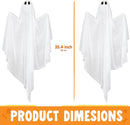 2 Pcs 35.4” Halloween Hanging Light up Ghost with Blue LED Light