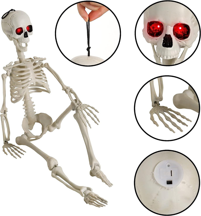 Halloween Skeleton with Red LED Light Eyes