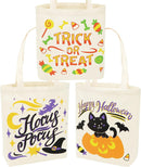 Large Halloween Canvas Tote Bags, 3 Pcs