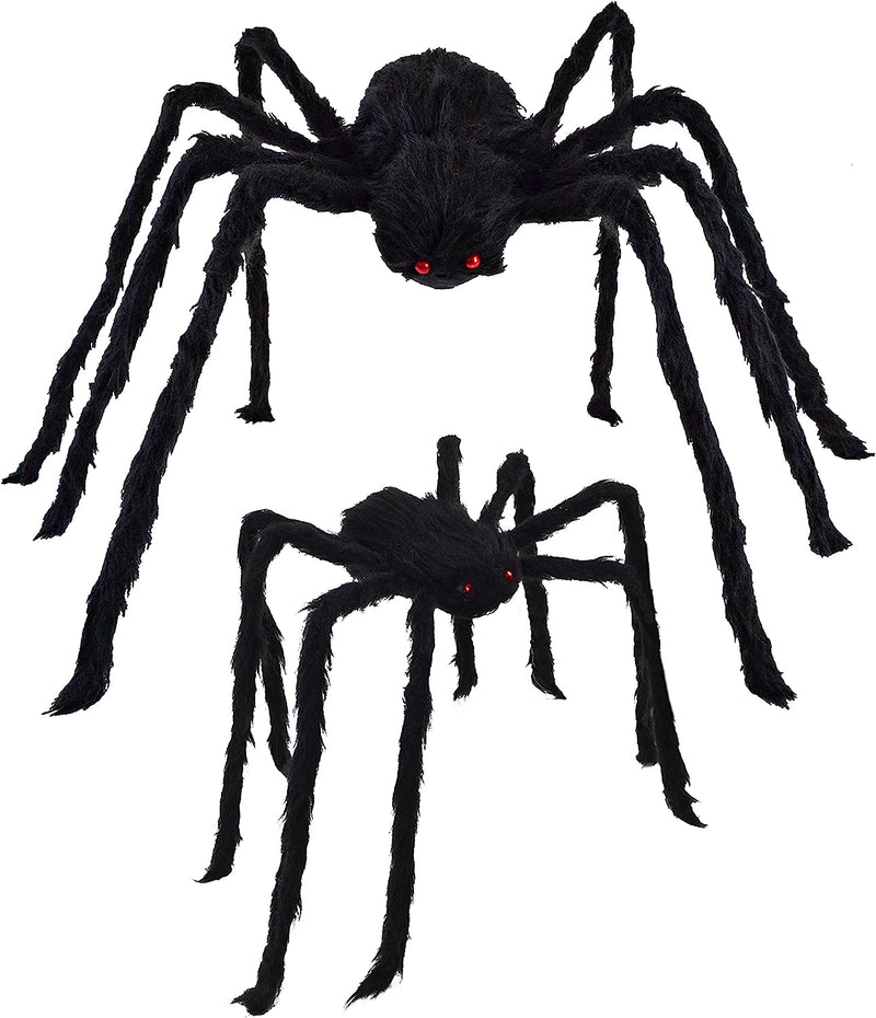 Halloween Black Hairy Spiders, 2 packs