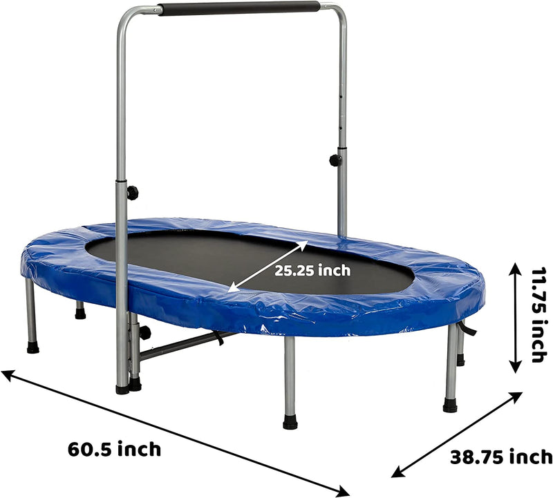 Oval Foldable Double Trampoline with Handrail