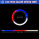 JOYIN 72 Pcs July 4th Glow Sticks Bulk with Connectors, Red White Blue 3 Colors In 1 Glow in The Dark Stick, Light Up Bracelets & Necklaces for Kids & Adults, Party Favor Supplies For Independence Day