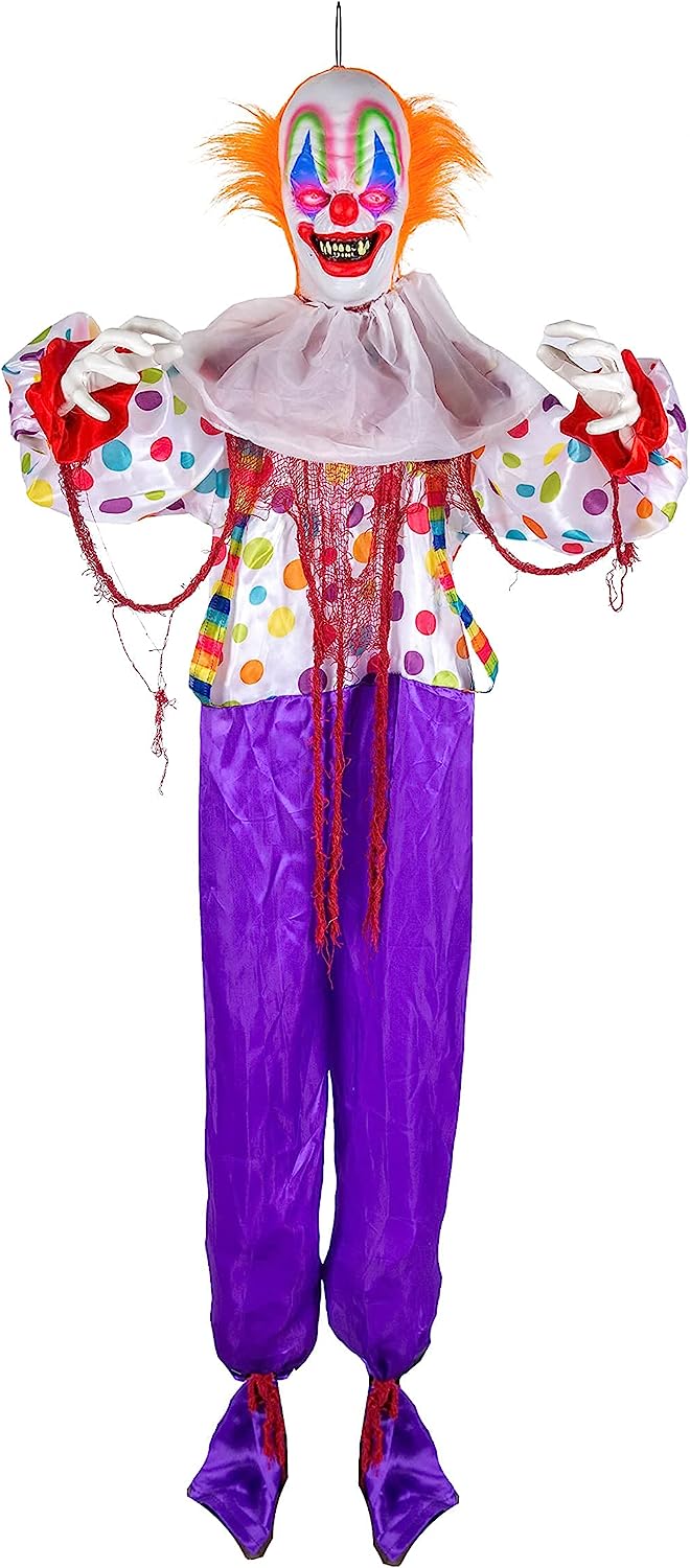 68in Neon Face Hanging Clown Decoration