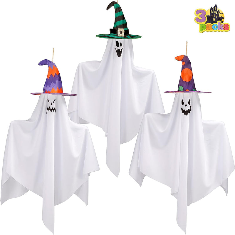 27.5" Hanging Ghost with Witch Hat, 3 Pack