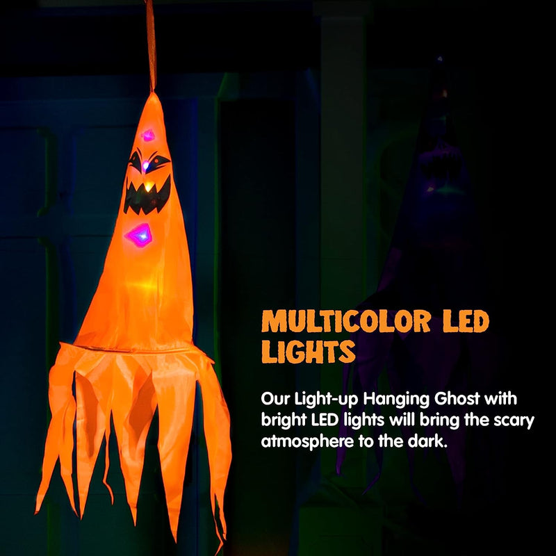24in Light-up Hanging Ghost, 10 Pack