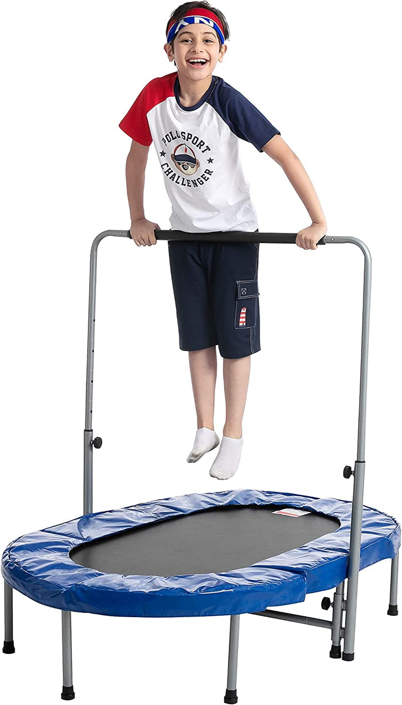 Oval Foldable Double Trampoline with Handrail