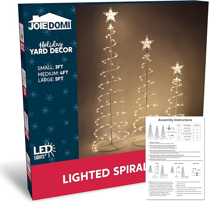 3 Packs Lighted Spiral Christmas Tree Set