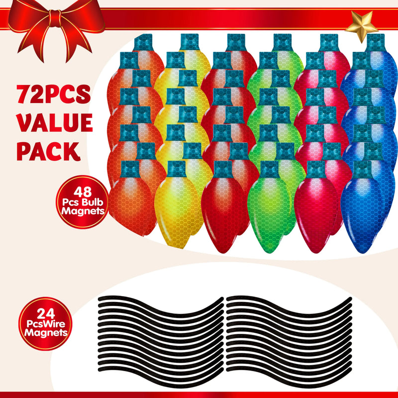 72Pcs 48 Bulb Shaped Magnets Christmas Car Refrigerator Decorations