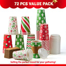 72Pcs 6 Designs 16 oz Christmas Disposable Party Paper Cups