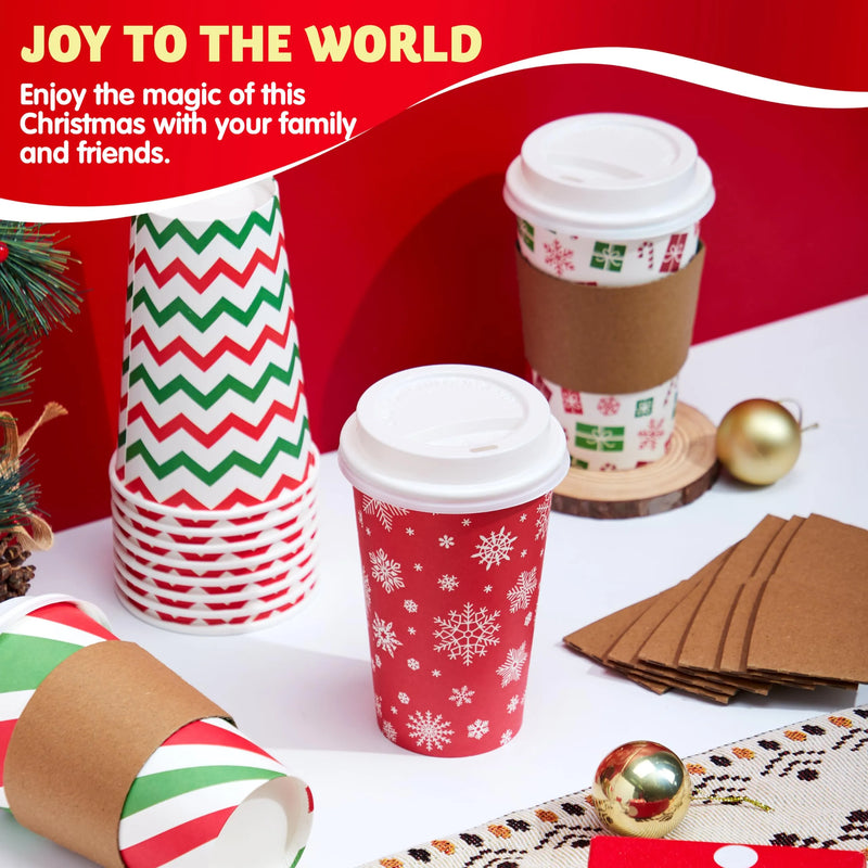 72Pcs 6 Designs 16 oz Christmas Disposable Party Paper Cups