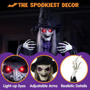 72in Halloween Animated Hanging Talking Purple Witch with Light-up Eyes, Creepy Sound