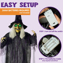 72in Halloween Hanging Witch with Light-Up Eyes & Creepy Sound