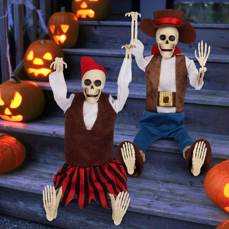 16in Halloween Full Body Pirate Skeleton, 2 Pcs