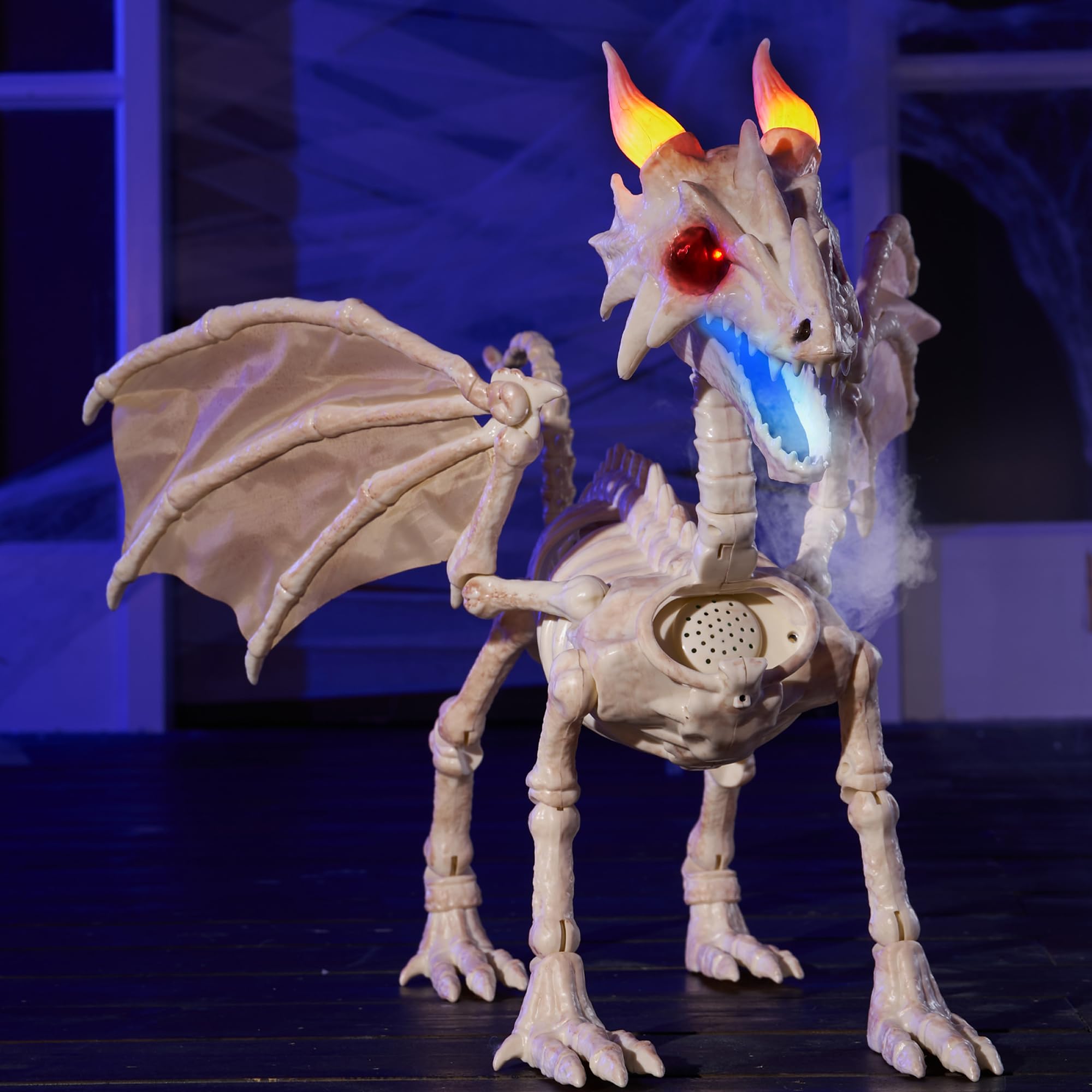 Dragon Skeleton Halloween Decoration, 23.6" Roaring Mist-Spraying