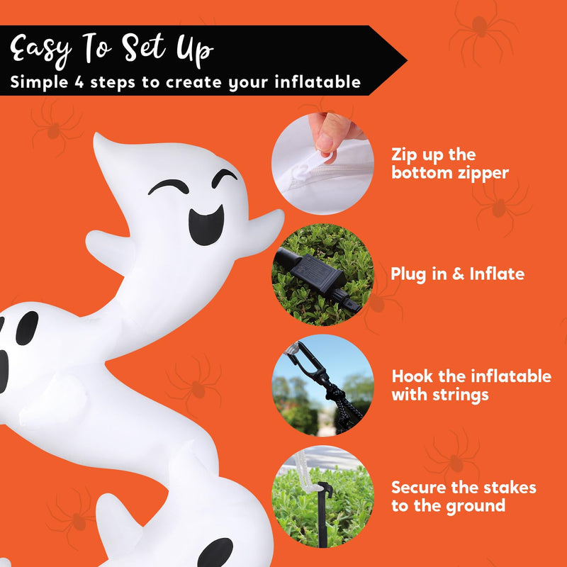 8ft Inflatable Ghosts Hugging Tree