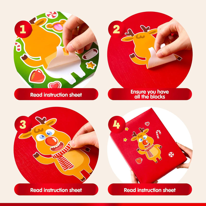 64 Pcs Christmas Make-a-face Stickers, Christmas Crafts for Kids