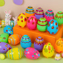 36 PCs Plastic Printed Bright Easter Eggs 3.15'' Tall