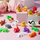 28 Pcs 3D Printed Mini Animals with Valentine Greeting Cards for Kids