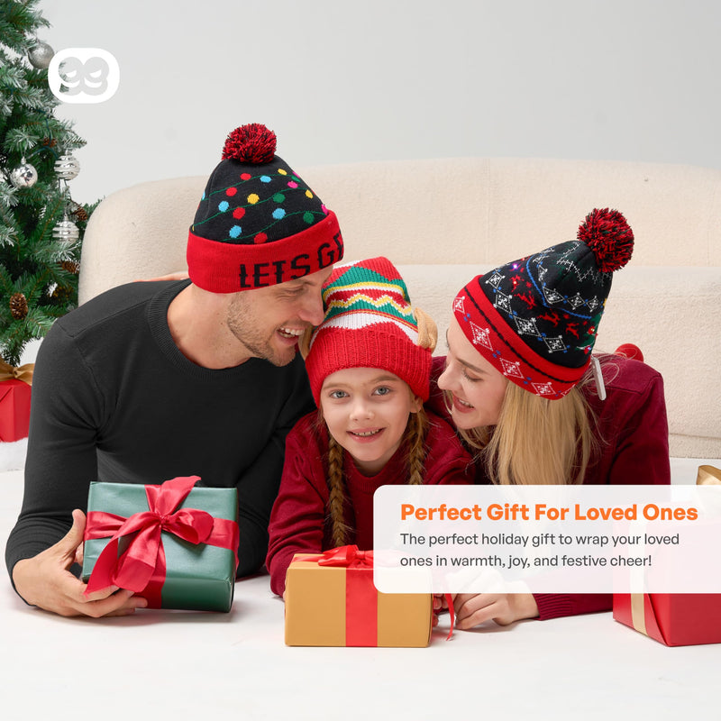 Christmas Hat Light-up Knitted Snowman Beanie Hat