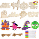 36 Pcs Halloween Craft Wooden Painting Kit