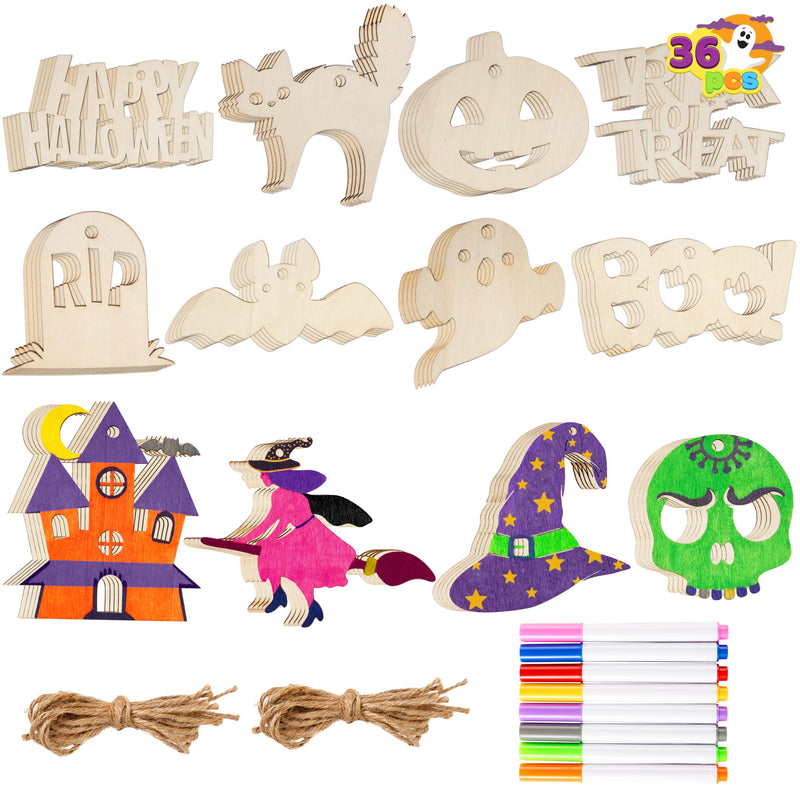 36 Pcs Halloween Craft Wooden Painting Kit