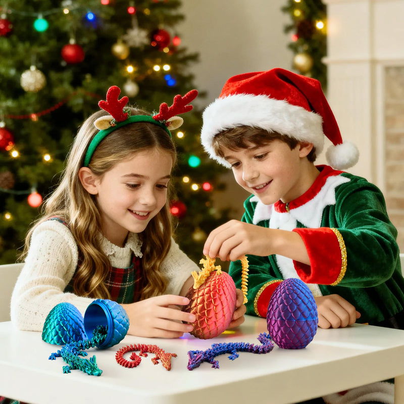 4 Pcs 3D Printed Dragon Eggs with Laser Dragon, Cool Articulated Toys for Kids
