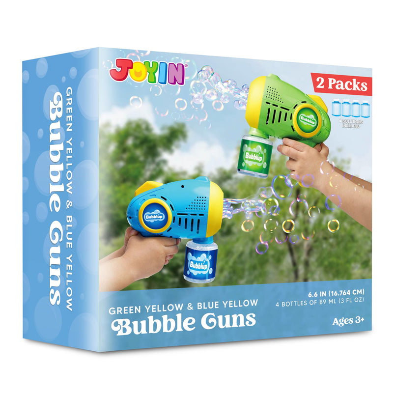 2Pcs 10 Holes Light Up Automatic Bubble Guns with 4 Bottles Bubble Refill Solution