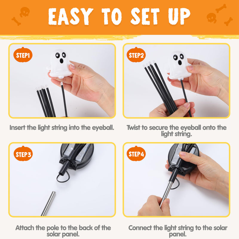 2 Pcs 12LEDs Solar Cute Ghost Lights