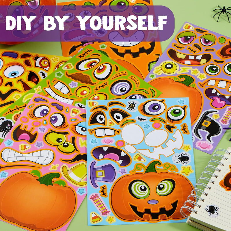 72 Pcs Halloween Pumpkin Stickers for Kids, Halloween Party Favor