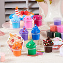 30 Pcs Valentines Day Multi Colored Butter Slime Set with Rubber Slices & Dessert Cards